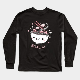 Cute Ramen Spilling Toppings Oishii Long Sleeve T-Shirt